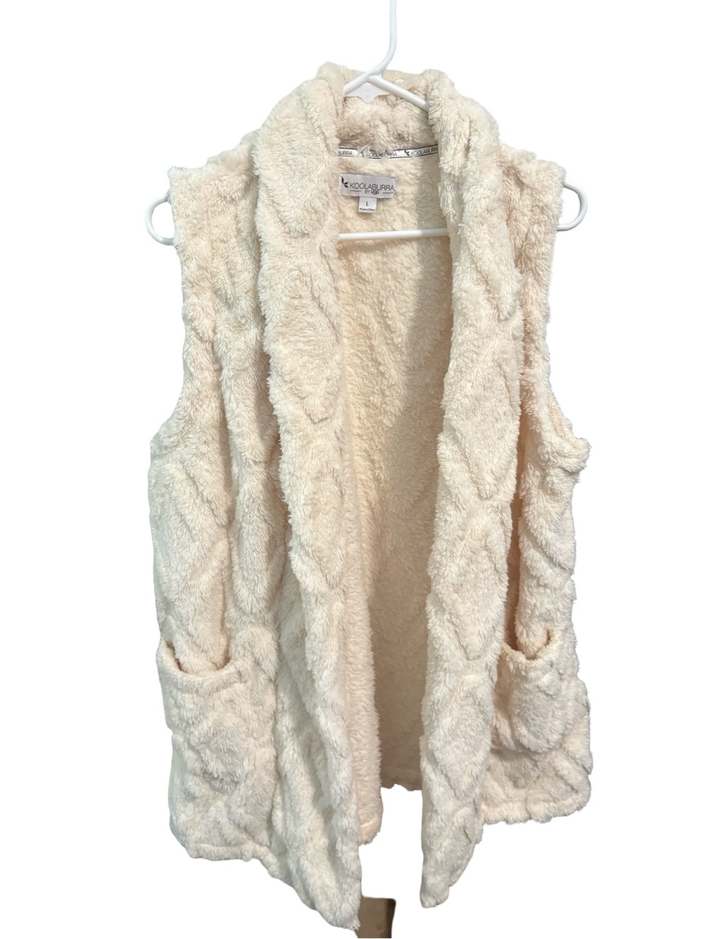 Koolaburra Cream Faux-Fur Open Front Vest